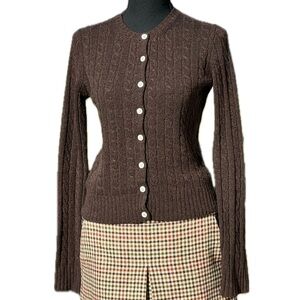 J. Crew Brown Cable Knit Cardigan